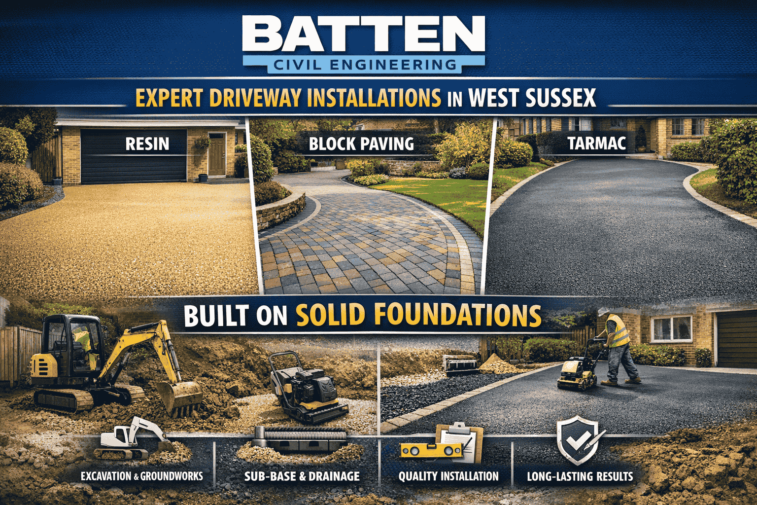 Resin, Block Paving, and Tarmac Driveways in West Sussex
